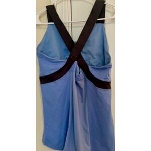 Lululemon Tank‎ Top Size 12 Blue Black Athletic Workout Cross Back Sleeveless